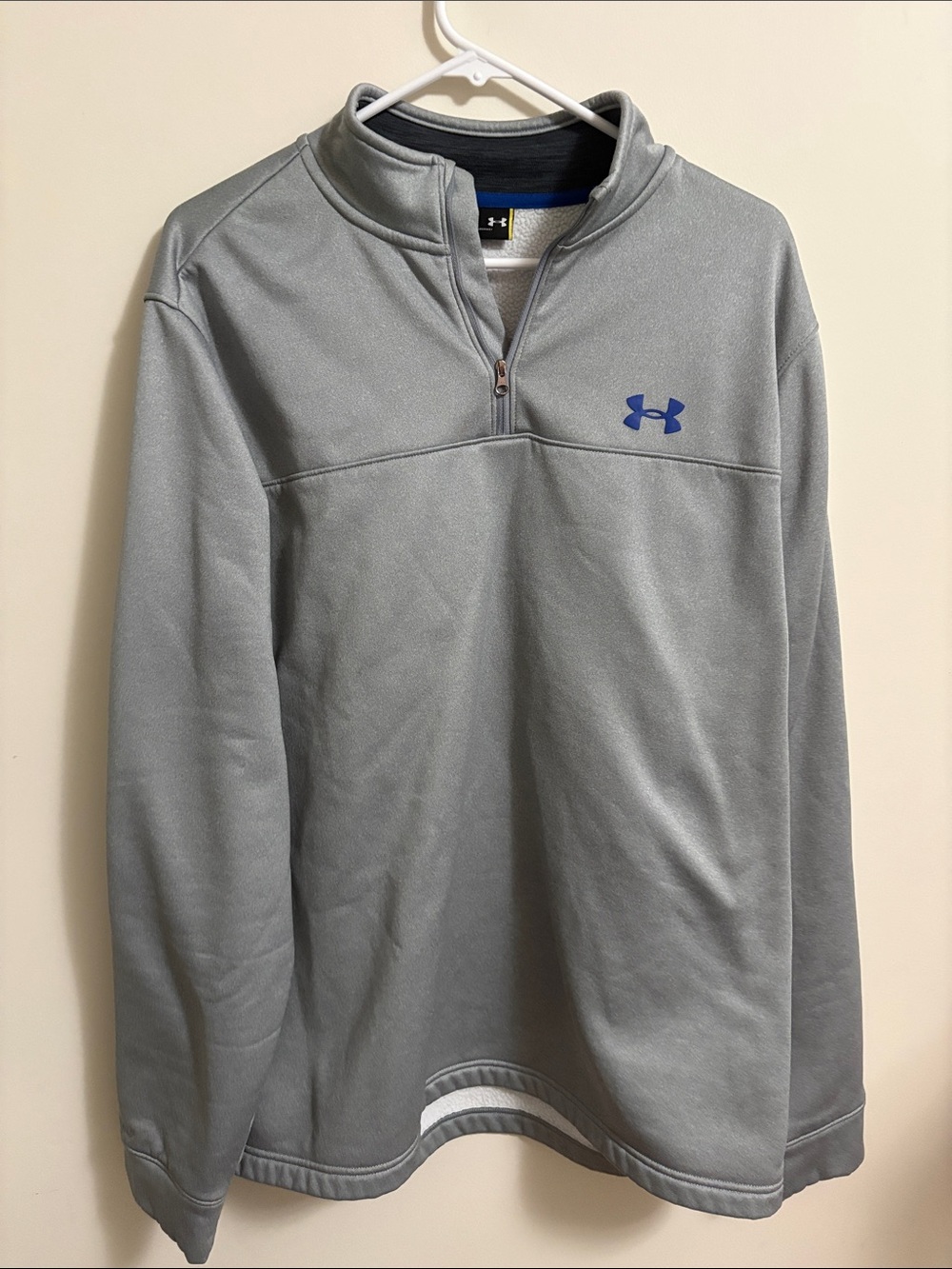 Under Armour Light Gray Quarter-Zip Pullover with Blue Logo